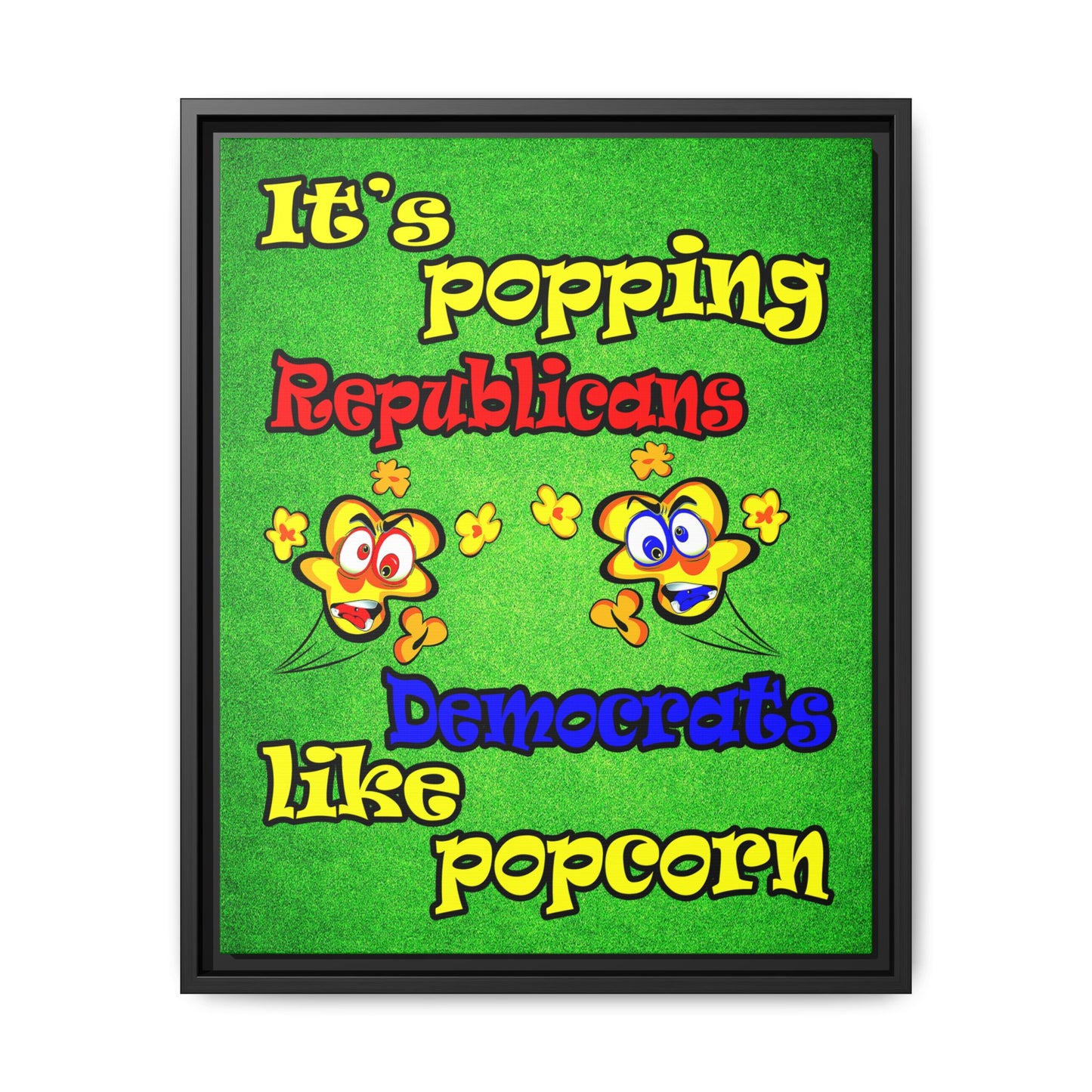 popping like popcorn - framed canvas art (green turf)