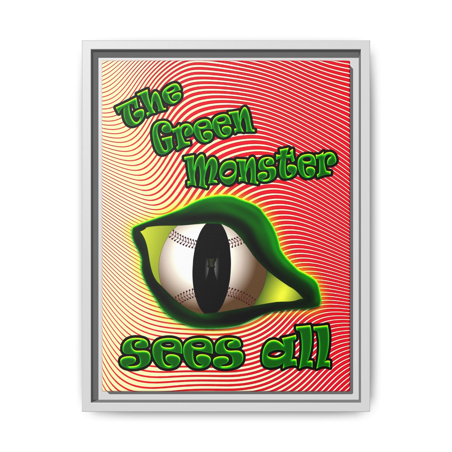 green monster - framed canvas art (yellow-orange wave)