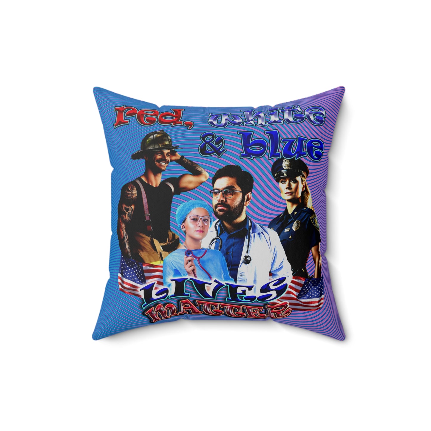 rw&b lives matter - Spun Polyester Square Pillow - (light blue-purple wave)