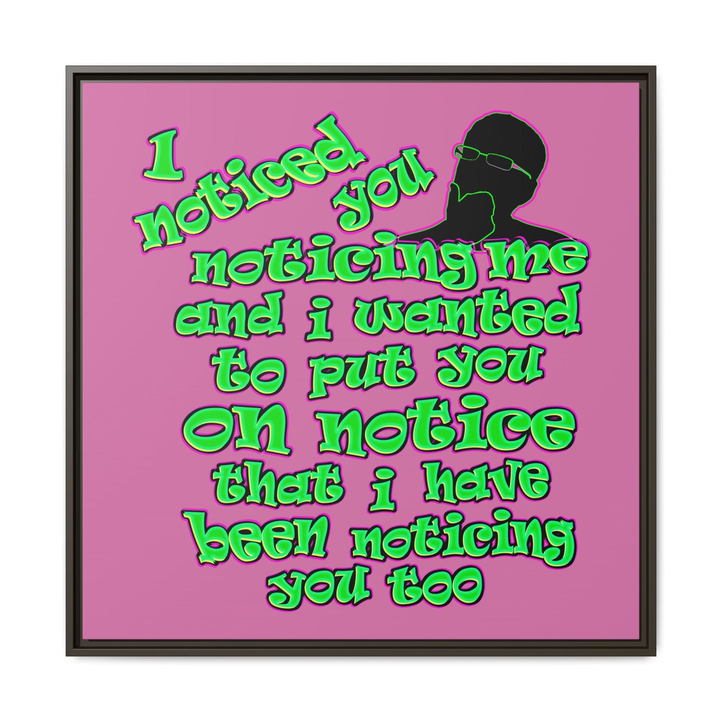 noticed you noticing - framed canvas art (light pink)