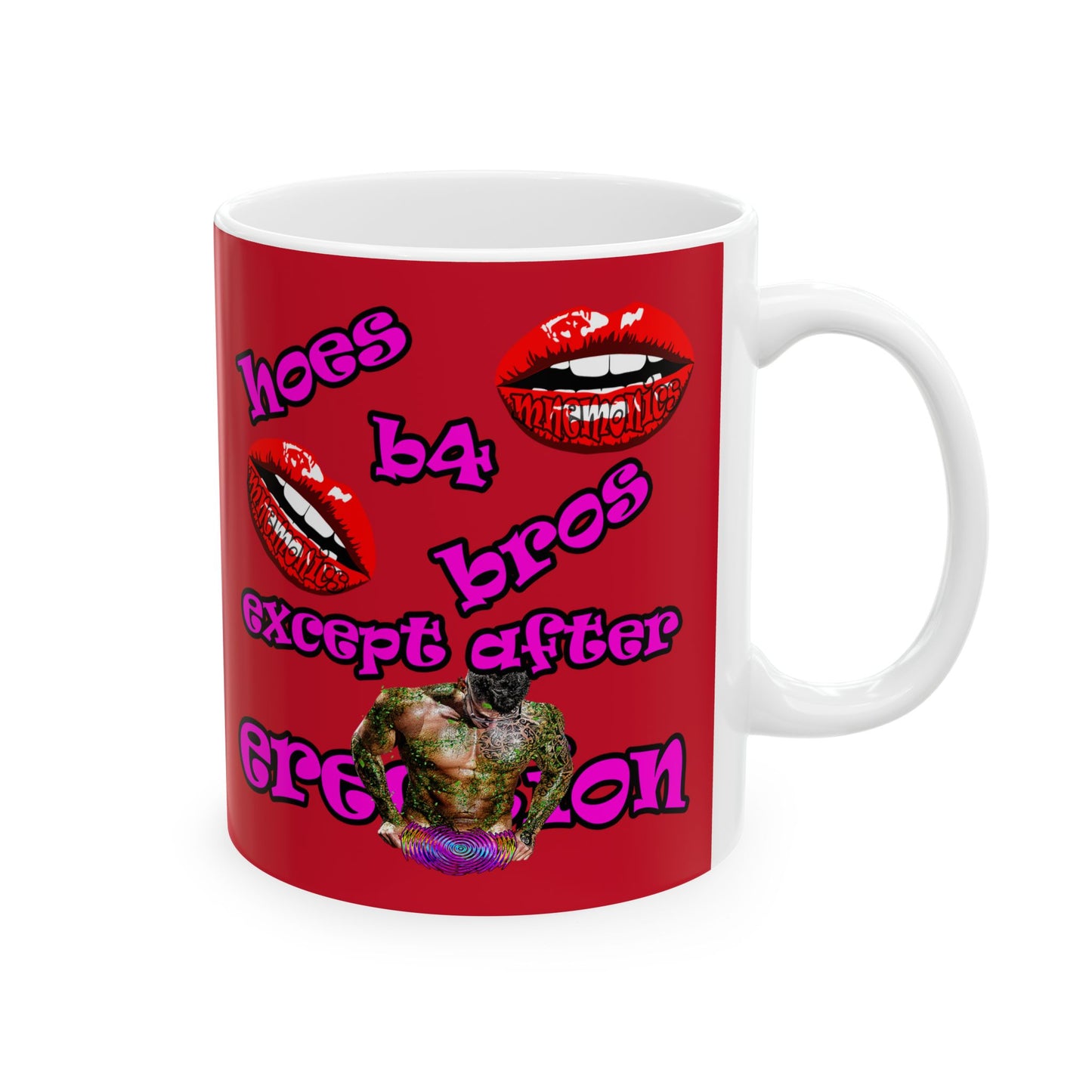 hoes b4 bros - White Mug (dark red)