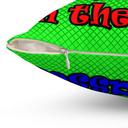 donkeys and elephants - Spun Polyester Square Pillow - (logo green)