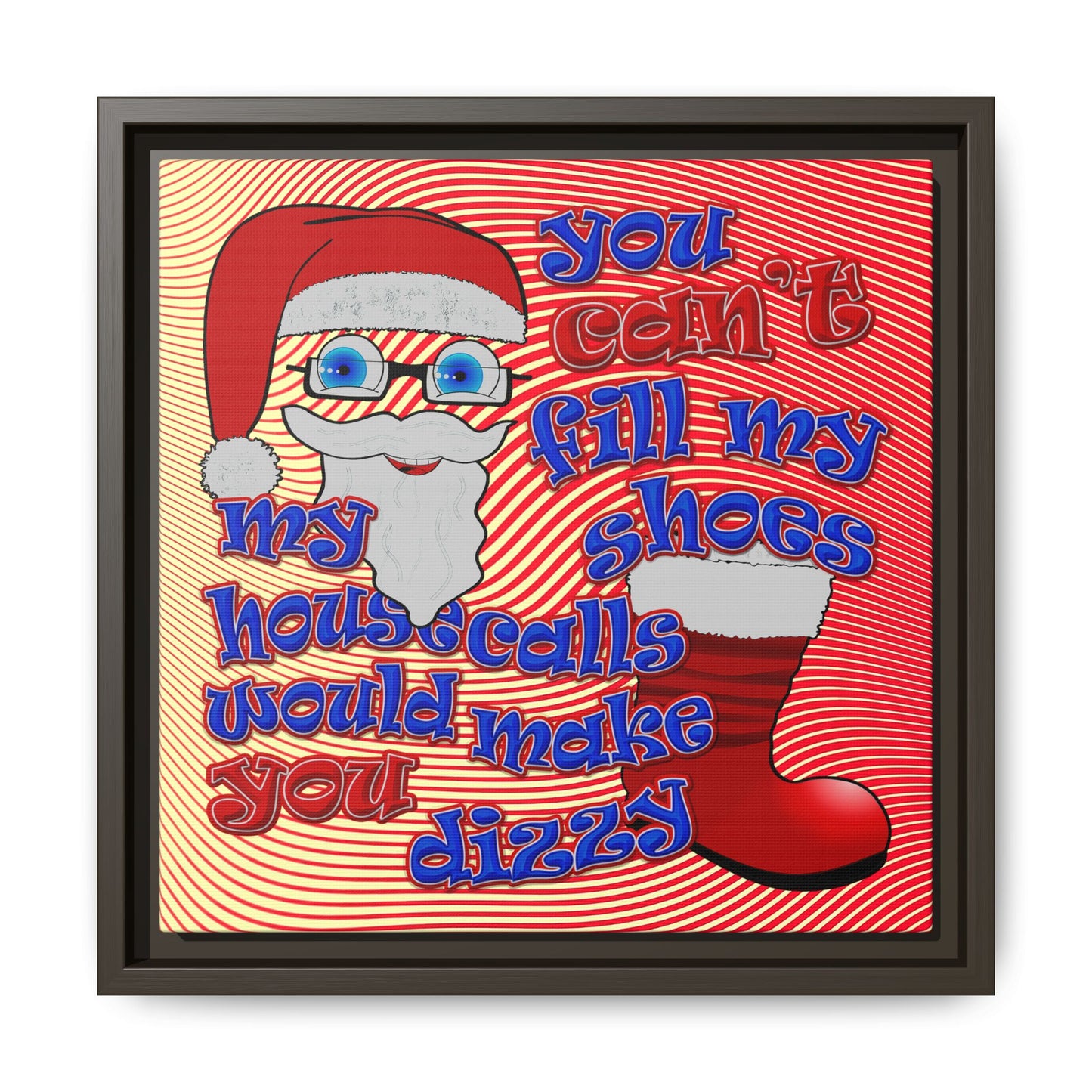 santa's shoes - framed canvas art (yellow-orange wave)