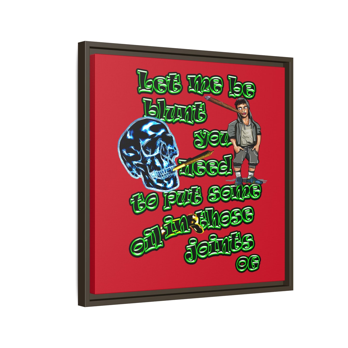 og - framed canvas art (dark red)