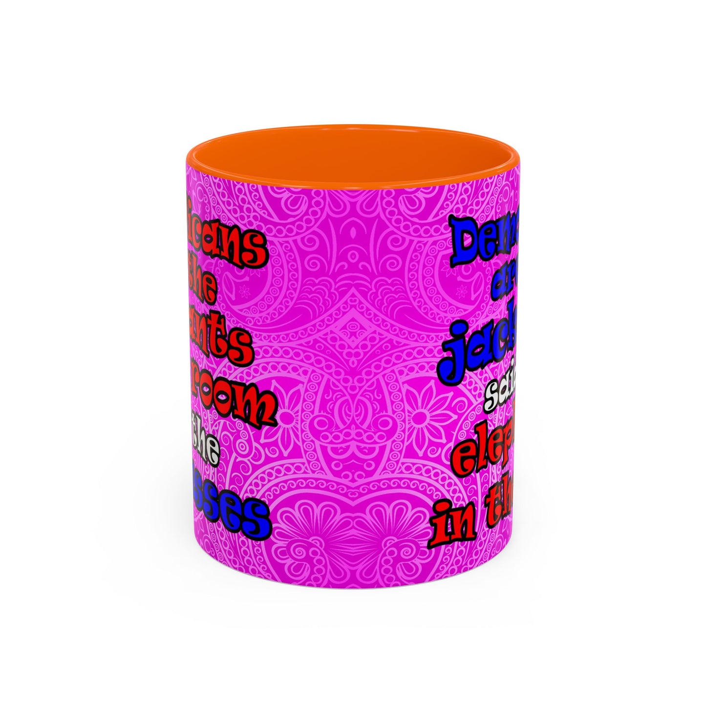 donkeys and elephants - Accent Mug (pink swirl)