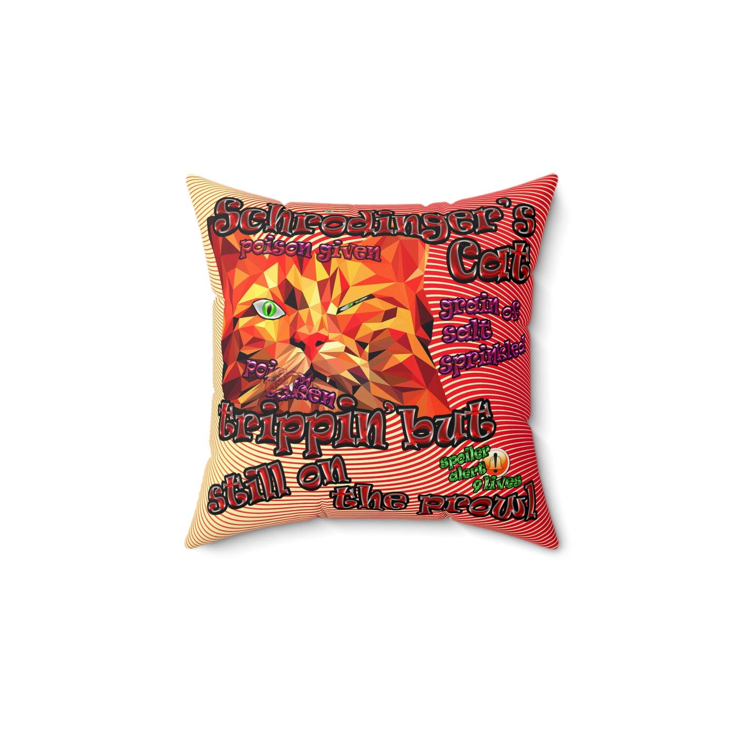 schrodinger's cat - Faux Suede Square Pillow - (yellow-orange wave)