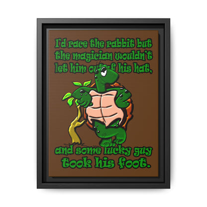 turtle race - framed canvas art (brown)