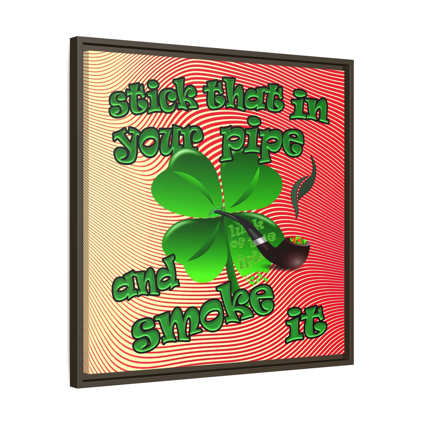 stick that in your pipe and smoke it - framed canvas art (yellow-orange wave)