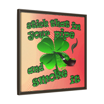 stick that in your pipe and smoke it - framed canvas art (yellow-orange wave)