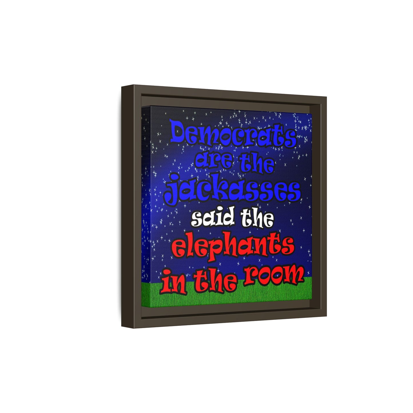 donkeys and elephants - framed canvas art ('snoops' background)