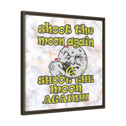 shoot the moon again - framed canvas art (white marble)