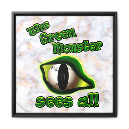 green monster - framed canvas art (white marble)