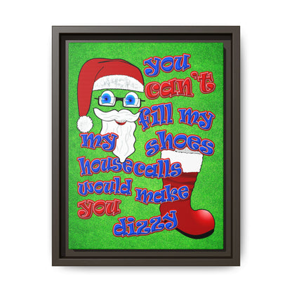 santa's shoes - framed canvas art (green turf)