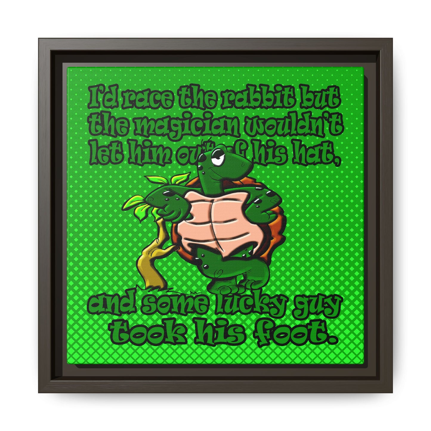 turtle race - framed canvas art (logo green)