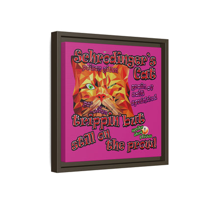 schrodinger's cat - framed canvas art (pink)