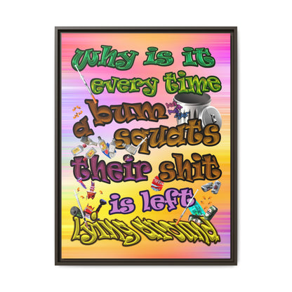 the bum's shit - framed canvas art (color blur)