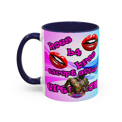 hoes b4 bros - Accent Mug (light blue-pink wave)