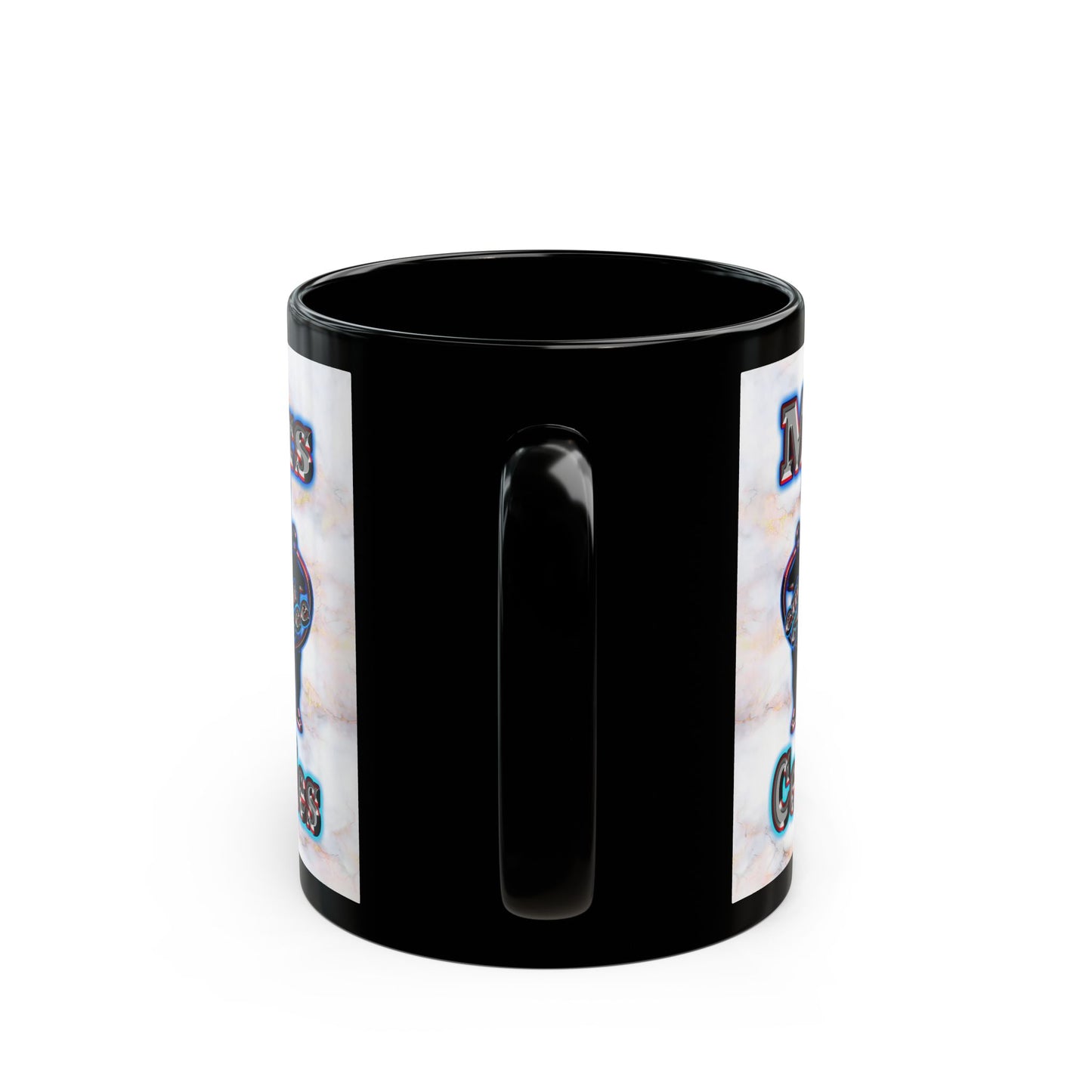 em cee squared - Black Mug (white marble)