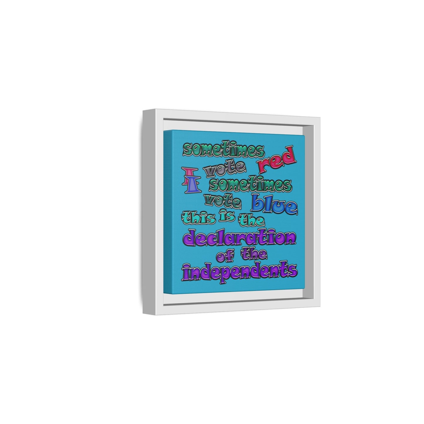 declaration of the independents - framed canvas art (turquoise)