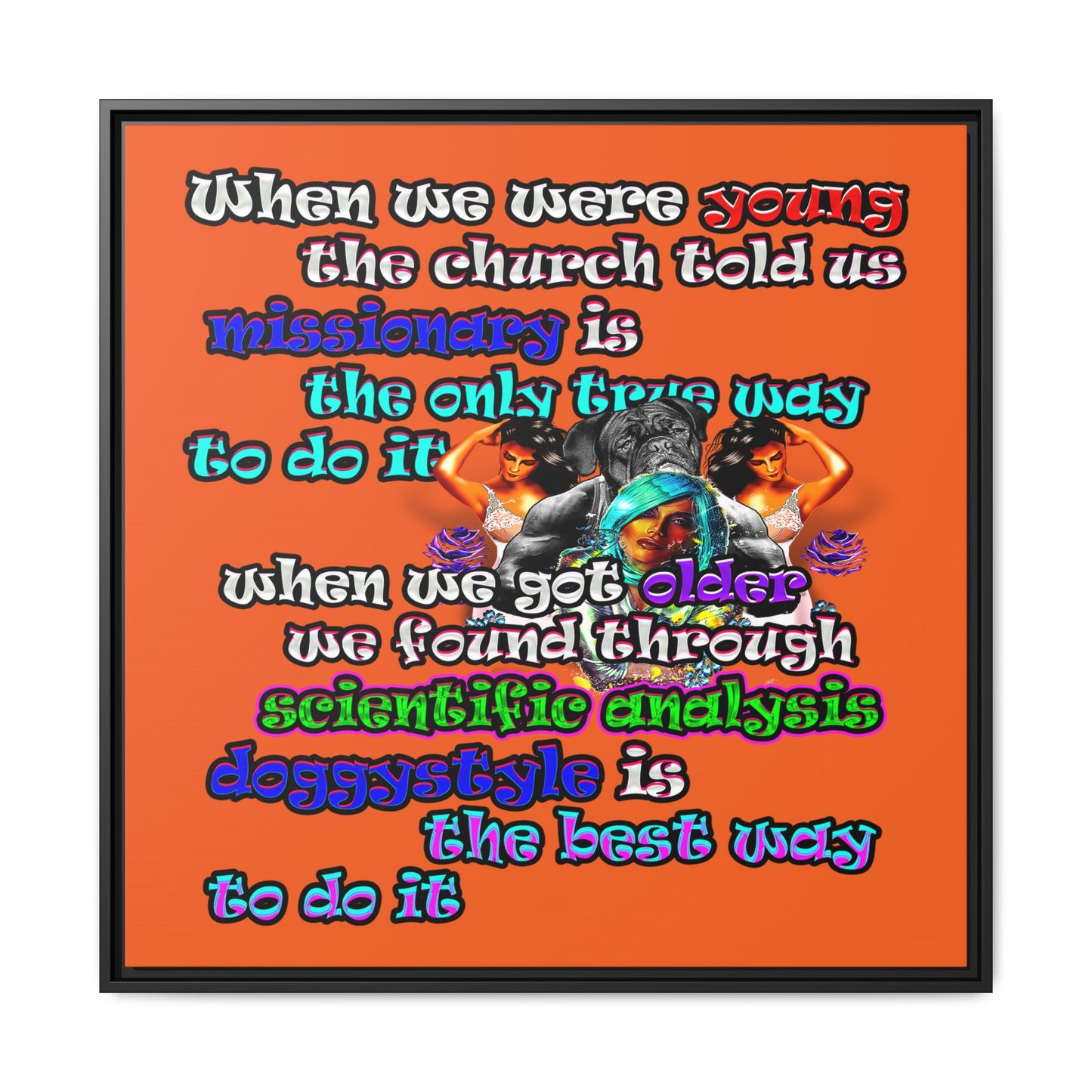 doggystyle - framed canvas art (orange)