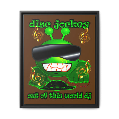 disc jockey - framed canvas art (brown)