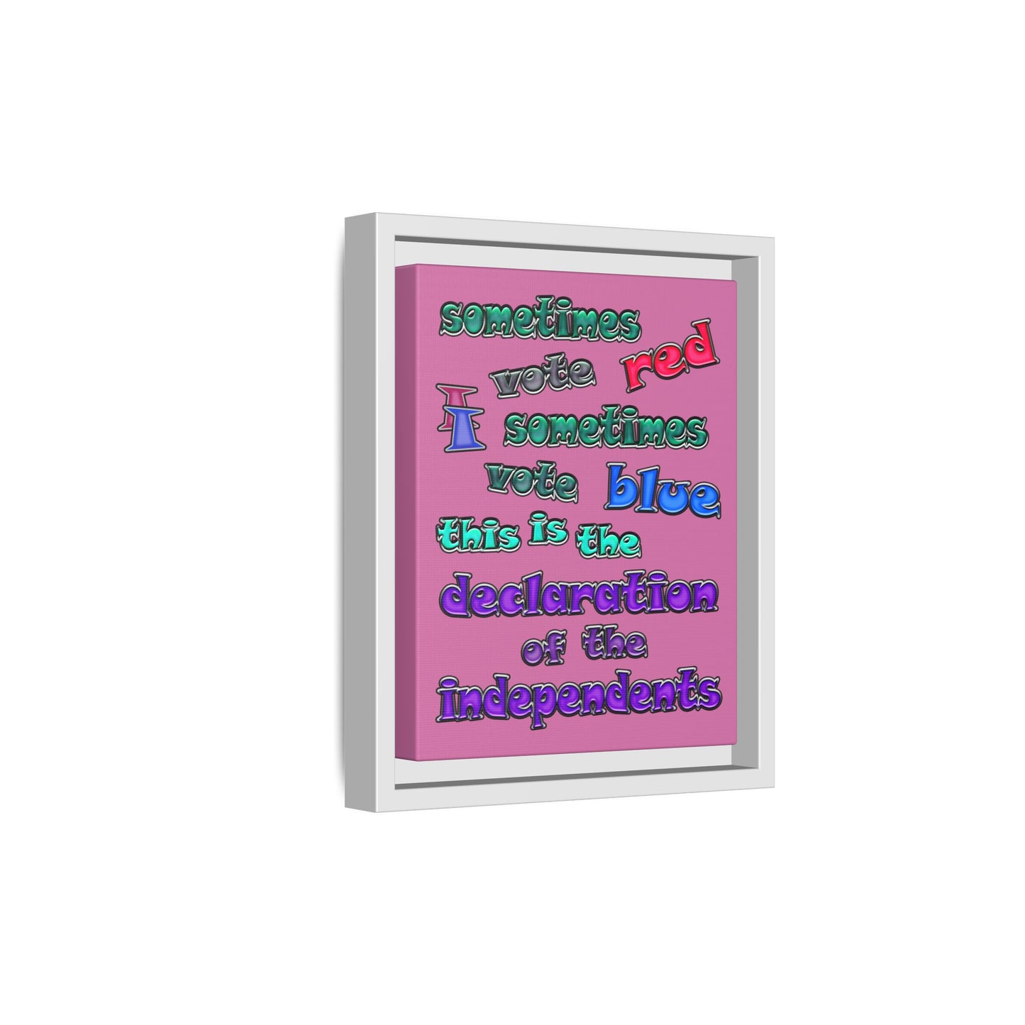declaration of the independents - framed canvas art (light pink)