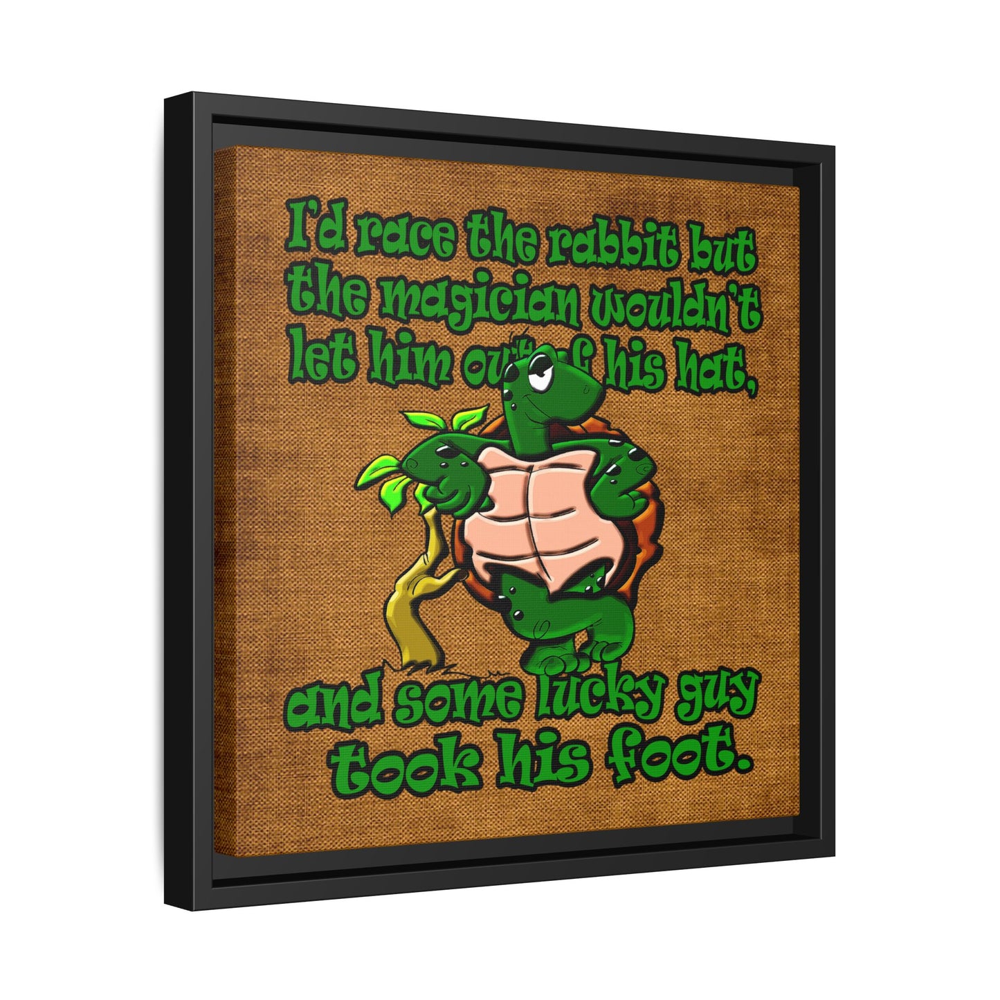 turtle race - framed canvas art (brown papyrus)