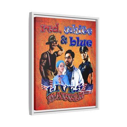 rw&b lives matter - framed canvas art (burnt orange)