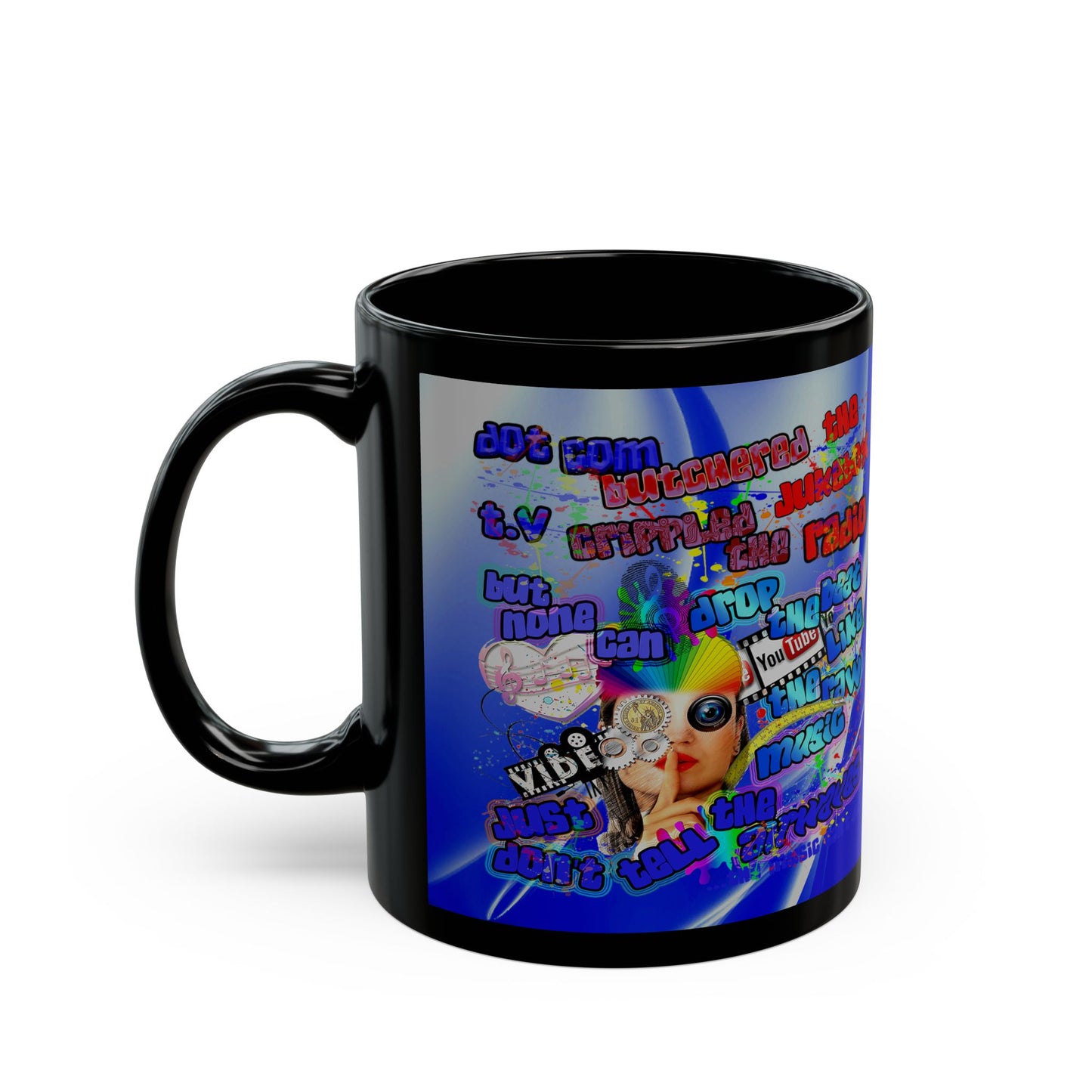 drop the beat - Black Mug (blue-white wave)
