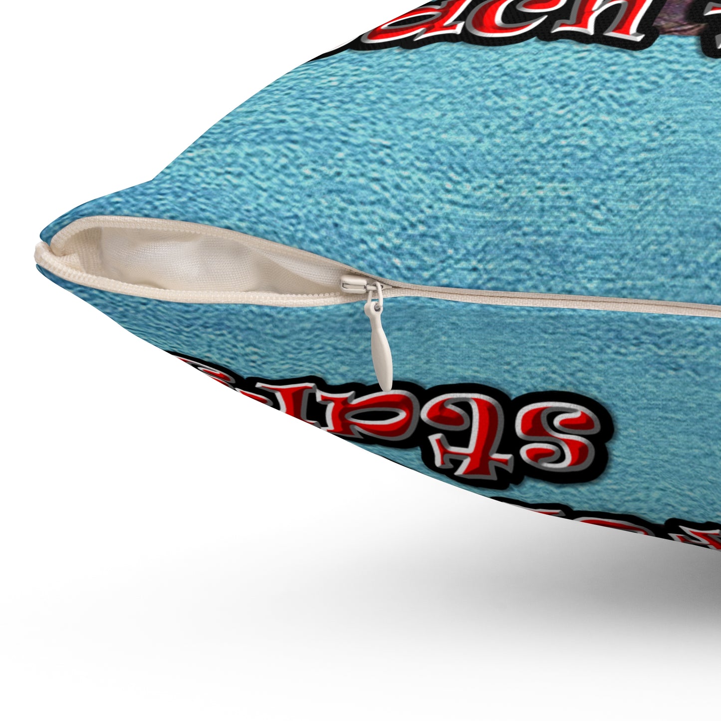 defy conquer reach - Spun Polyester Square Pillow - (faded blue)