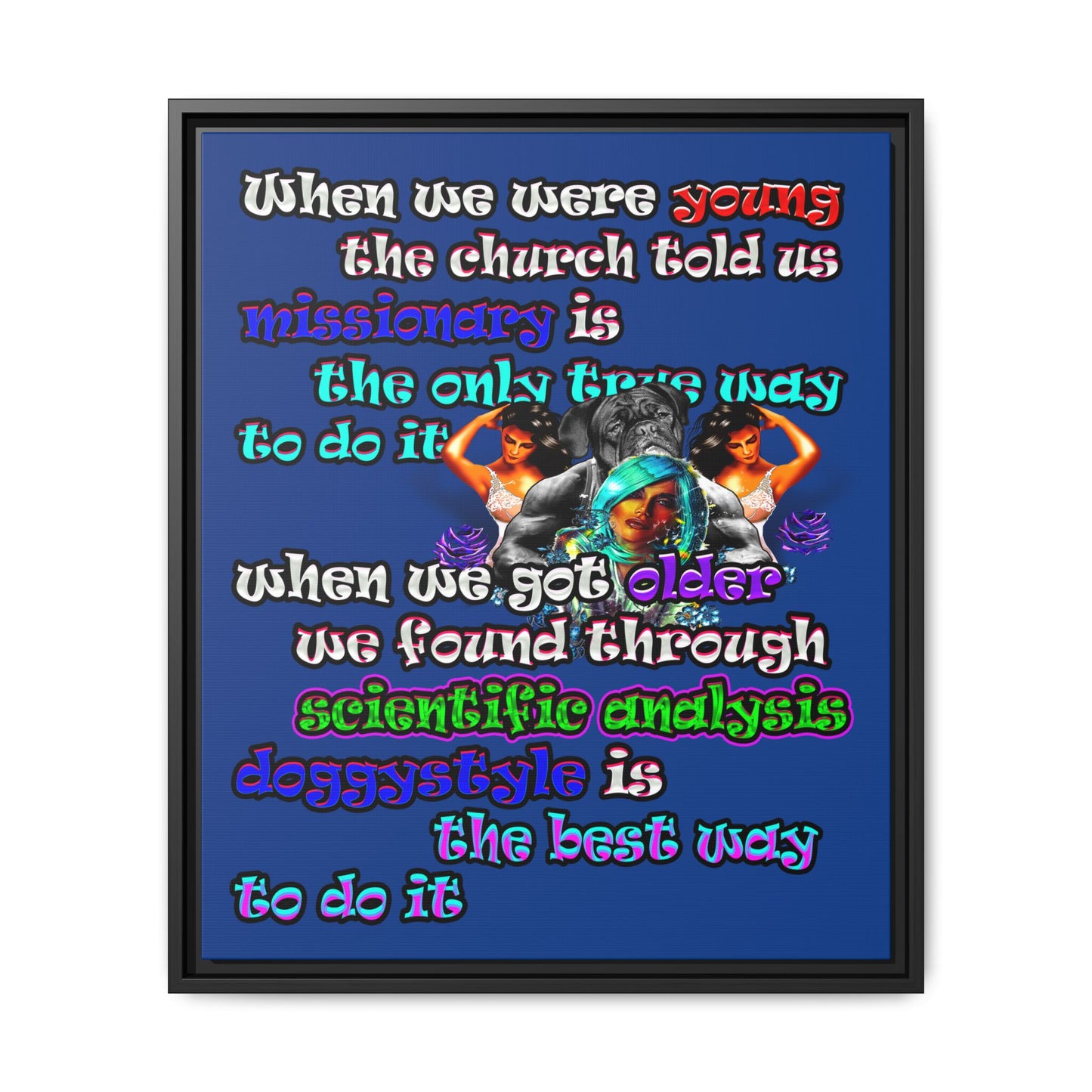 doggystyle - framed canvas art (dark blue)