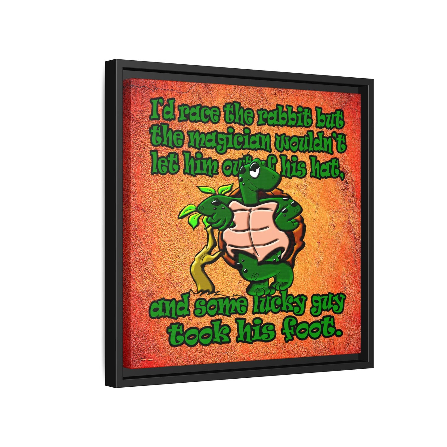turtle race - framed canvas art (burnt orange)