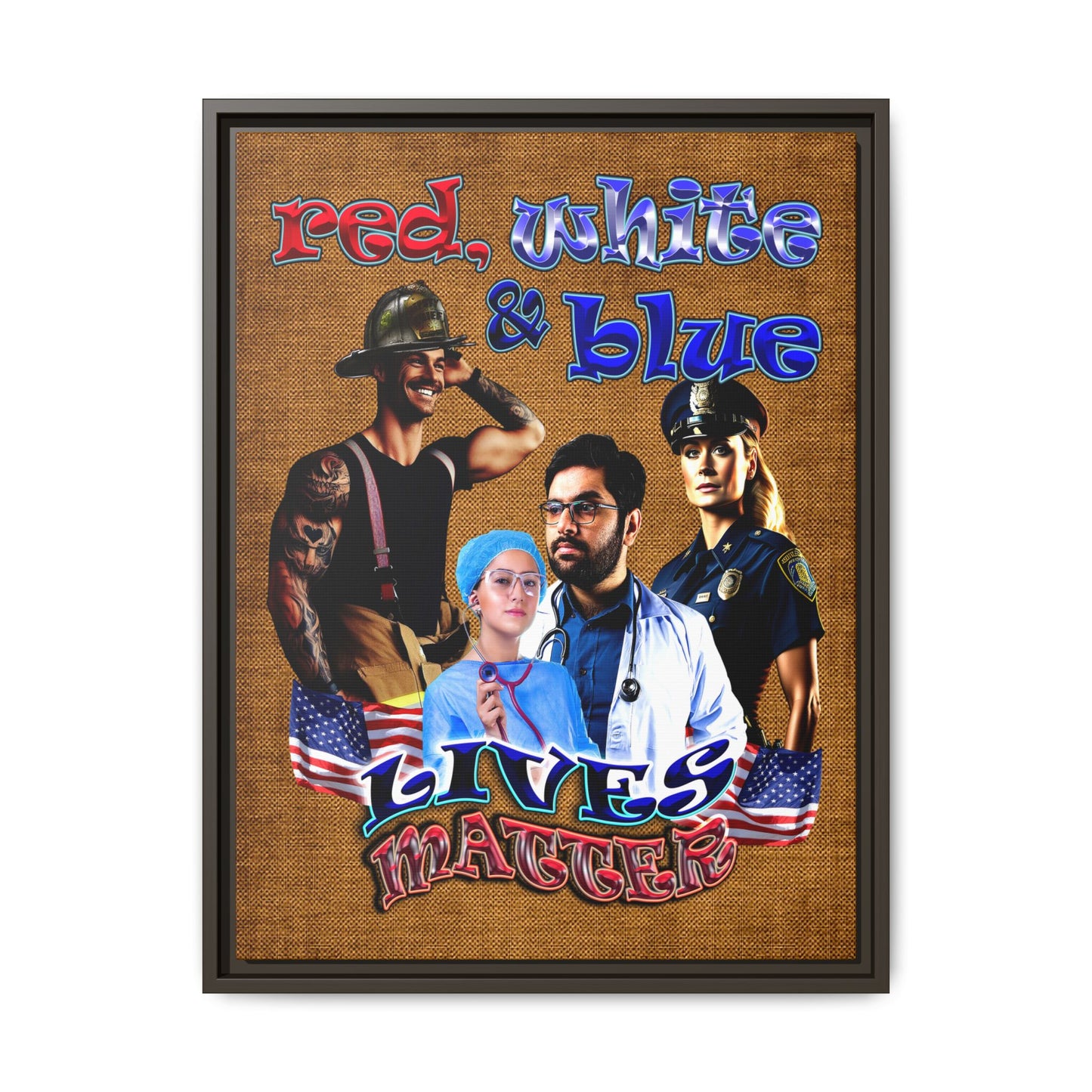 rw&b lives matter - framed canvas art (brown papyrus)