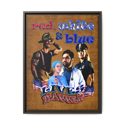 rw&b lives matter - framed canvas art (brown papyrus)