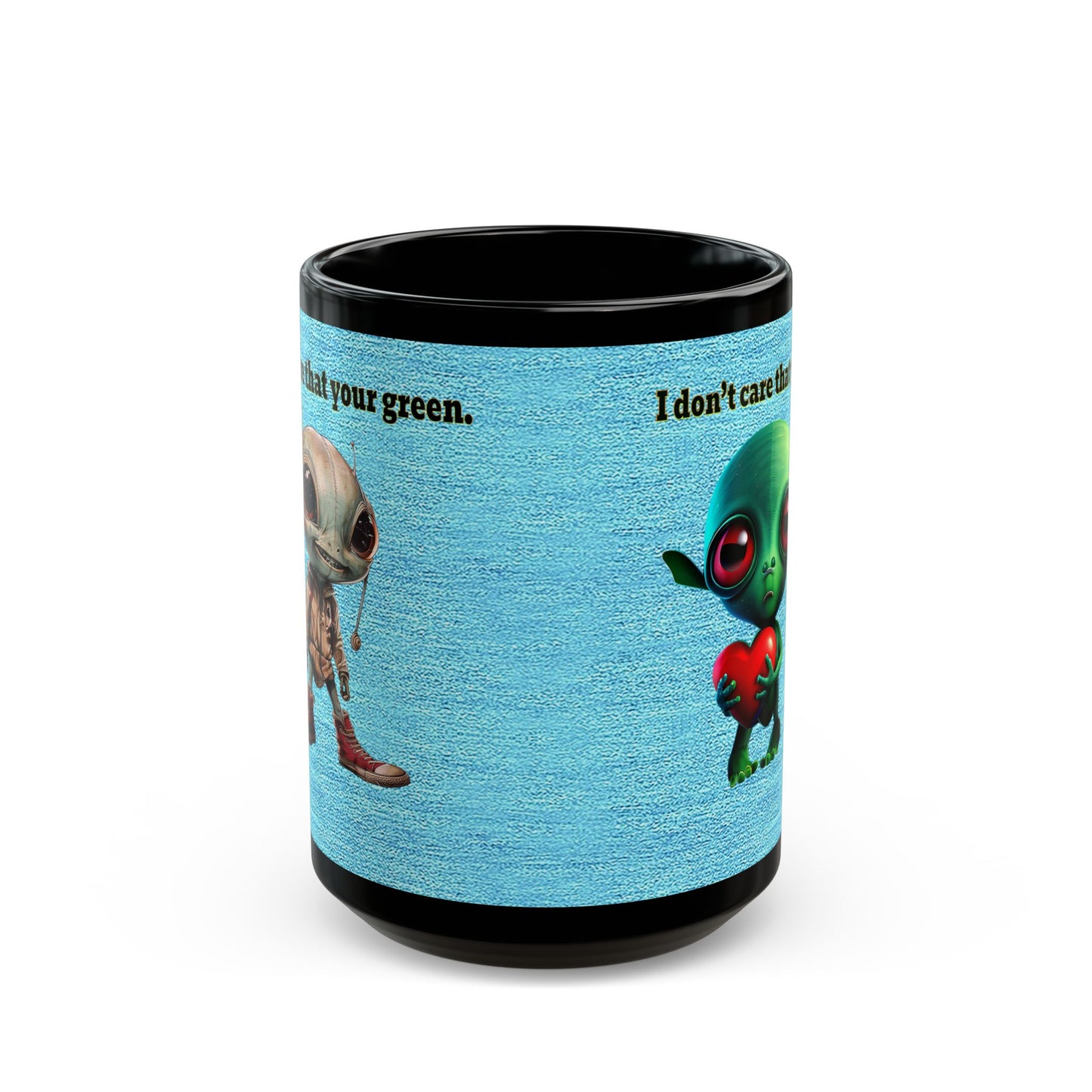 I don't care that your grey - Black Mug (faded blue)