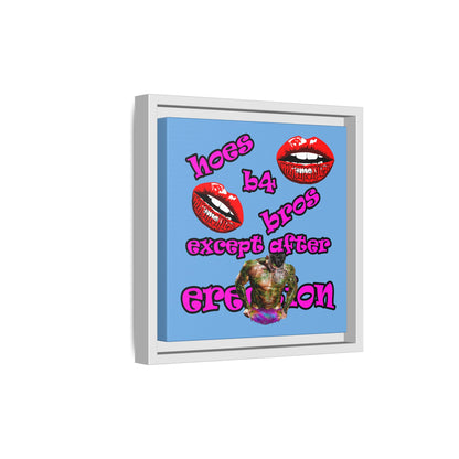hoes b4 bros - framed canvas art (light blue)