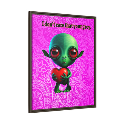 I don't care that your grey - framed canvas art (pink swirl)