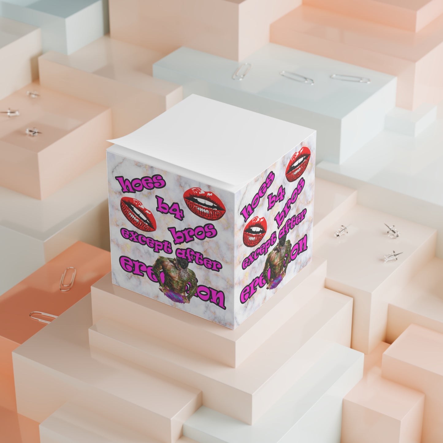 hoes b4 bros - note cube (white marble)