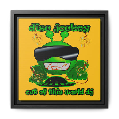 disc jockey - framed canvas art (yellow)