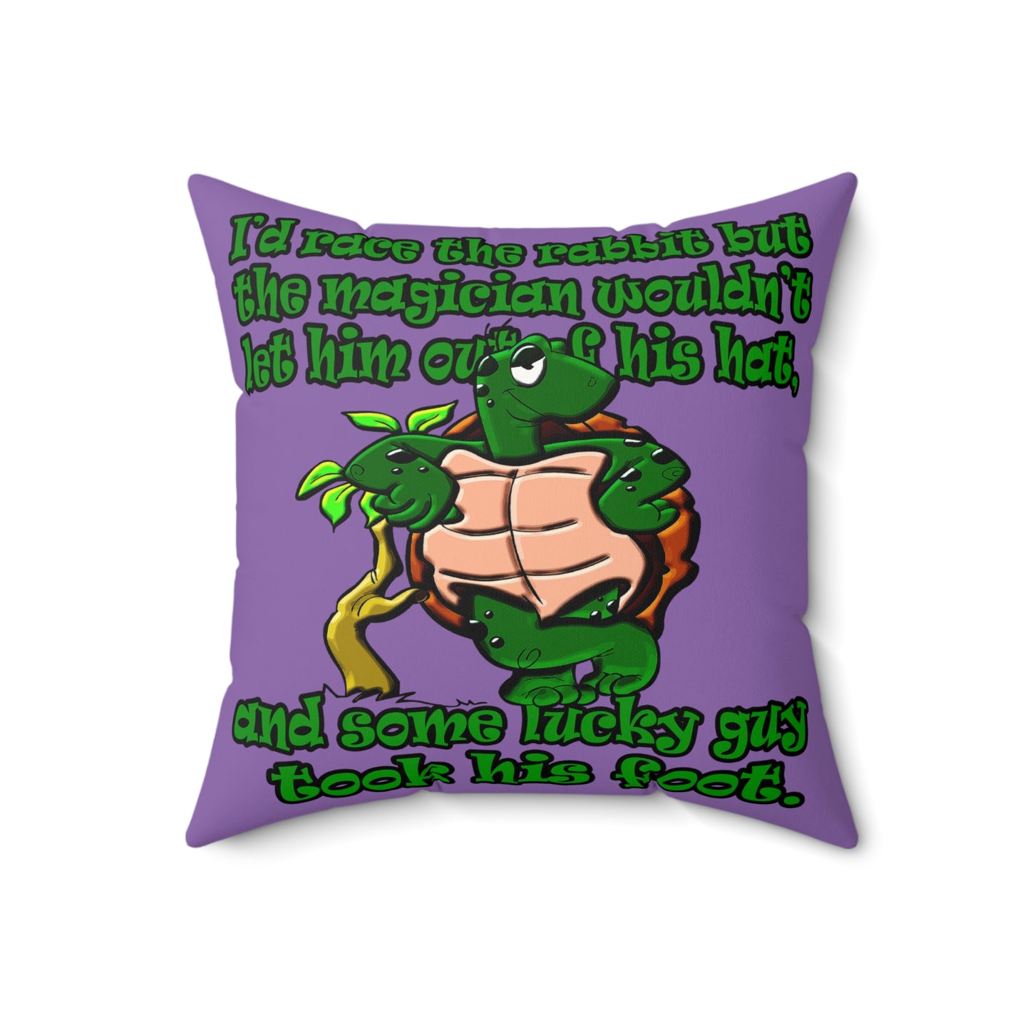 turtle race - Faux Suede Square Pillow - (light purple)