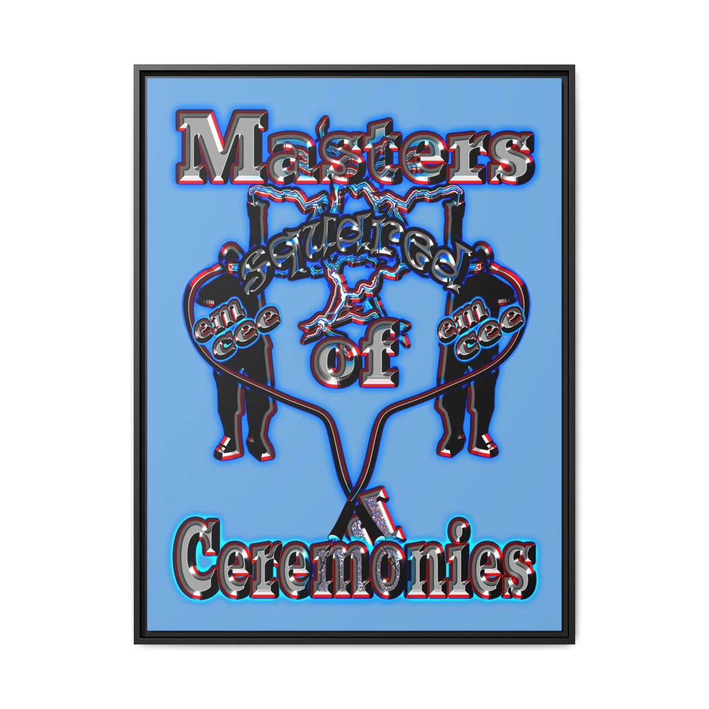 em cee squared - framed canvas art (light blue)