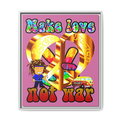 love peace - framed canvas art (light pink)