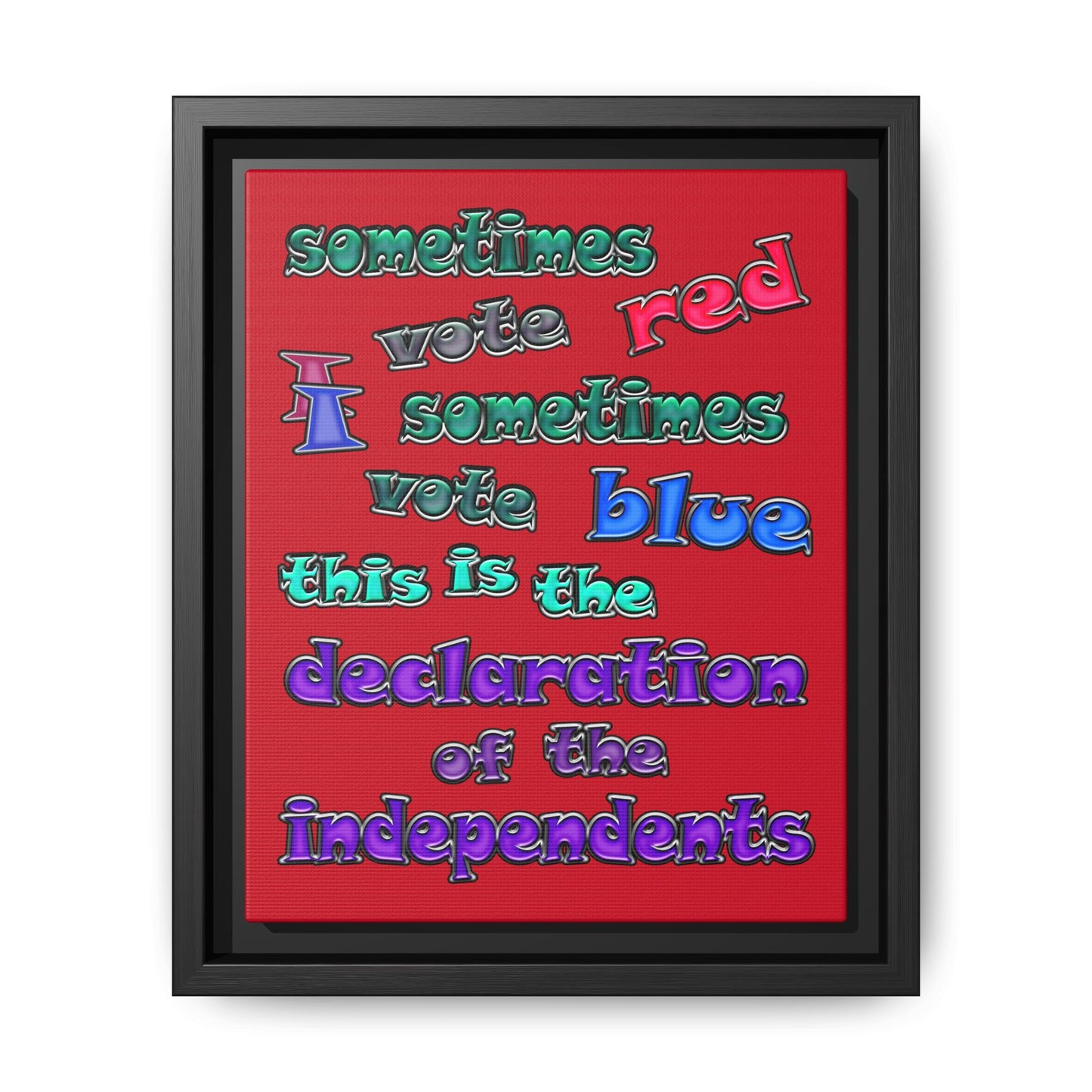 declaration of the independents - framed canvas art (dark red)