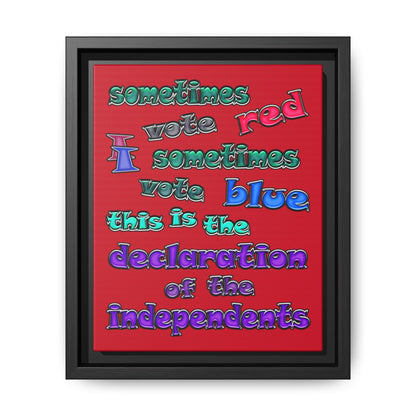 declaration of the independents - framed canvas art (dark red)