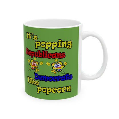popping like popcorn - White Mug (green)