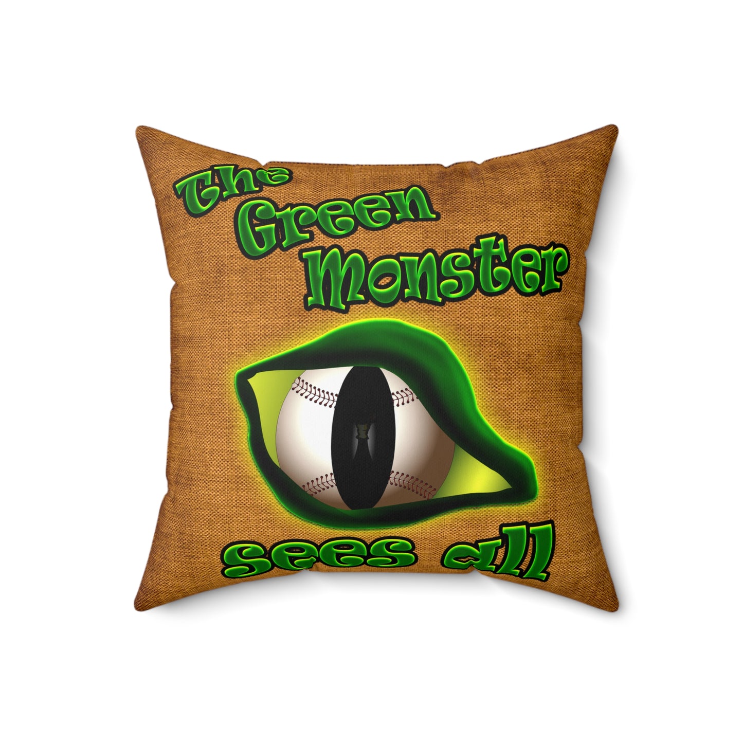 green monster - Spun Polyester Square Pillow - (dichromatic brown papyrus)