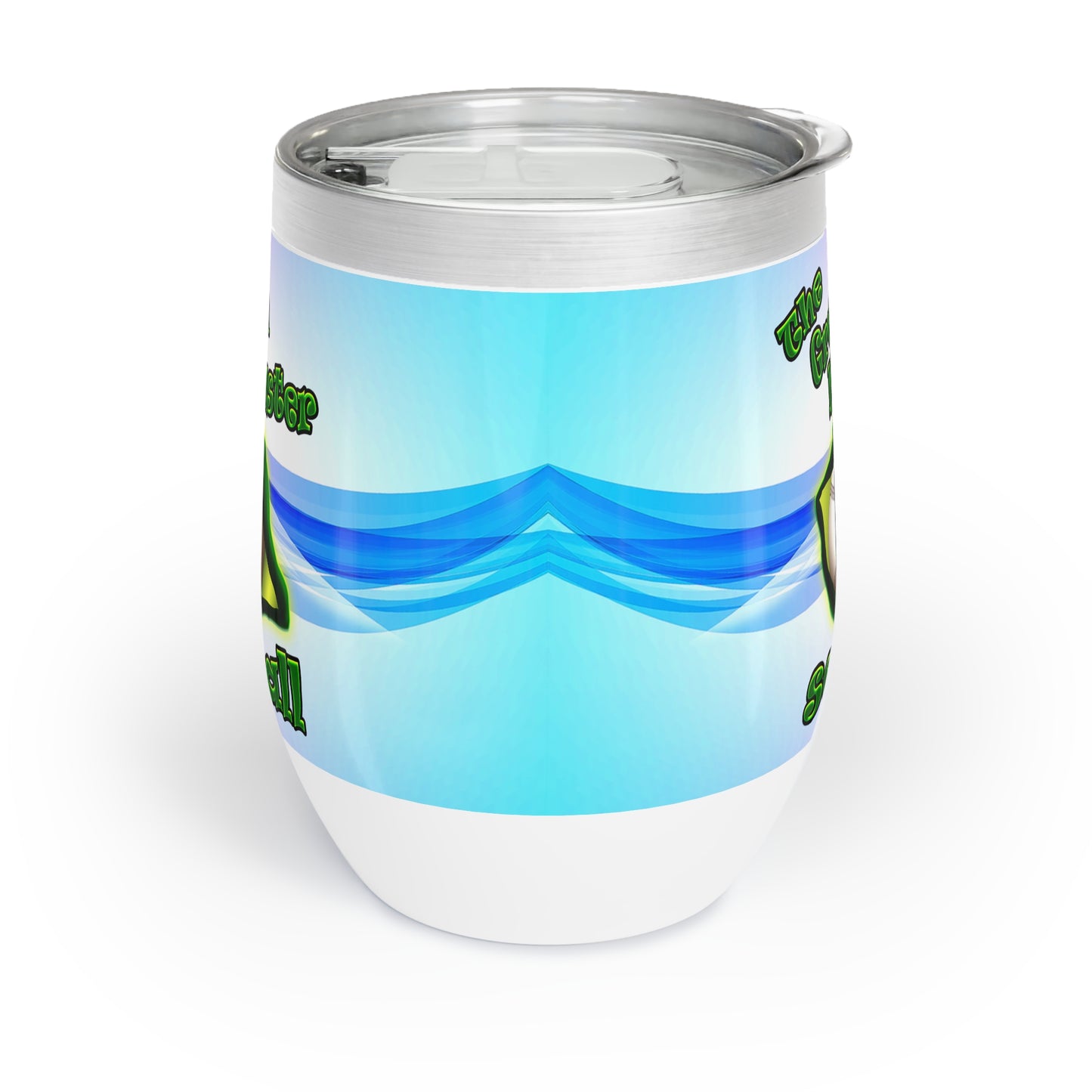 green monster - Chill Wine Tumbler (light blue-pink wave)