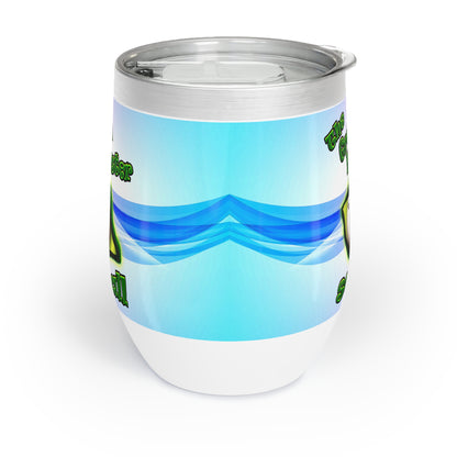 green monster - Chill Wine Tumbler (light blue-pink wave)