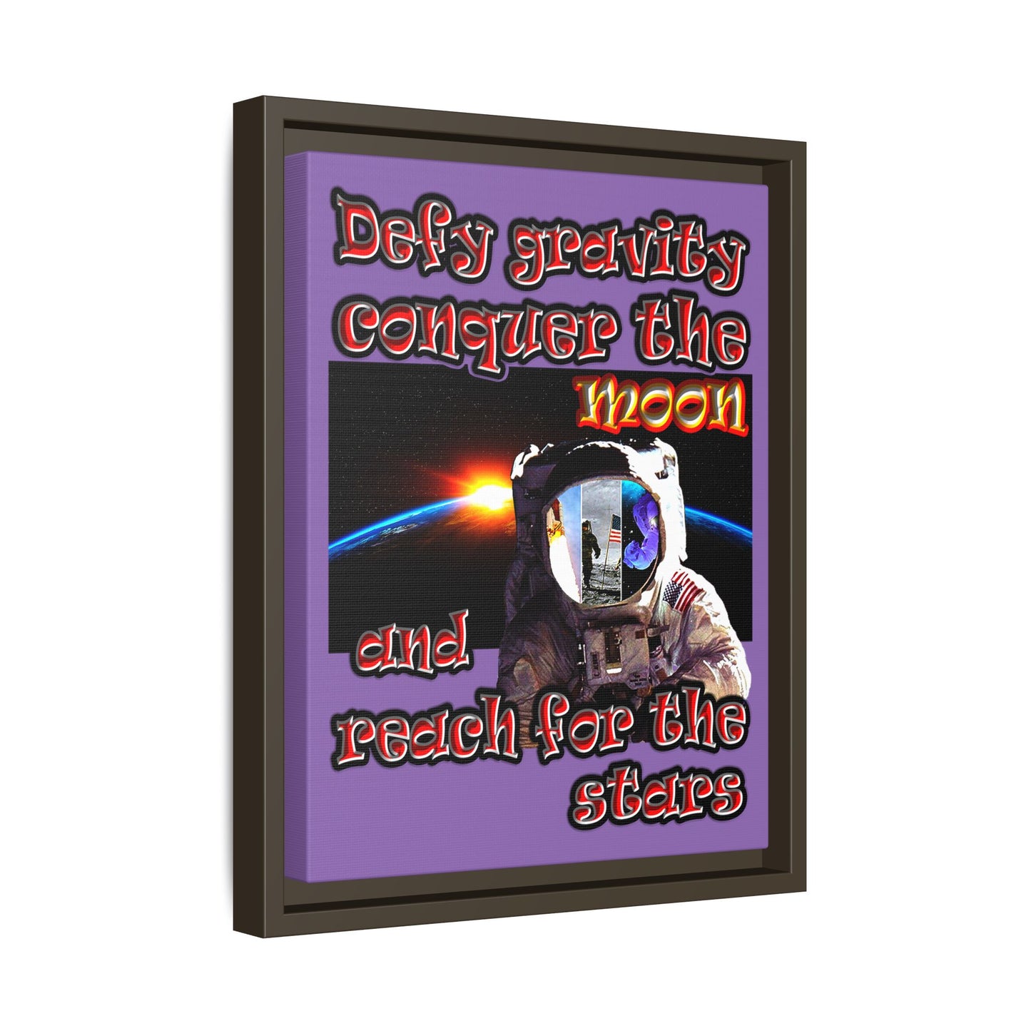 defy conquer reach - framed canvas art (light purple)