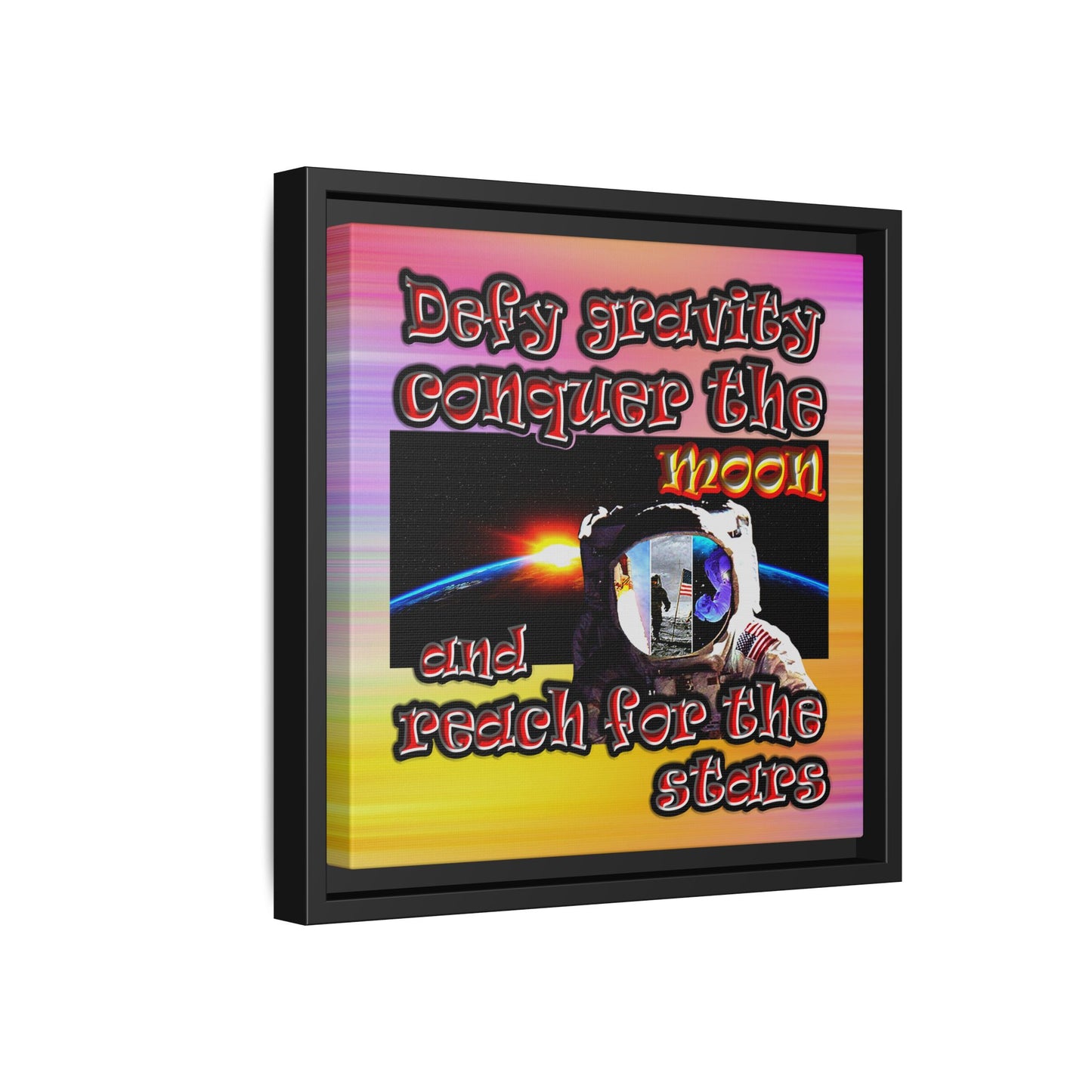 defy conquer reach - framed canvas art (color blur)